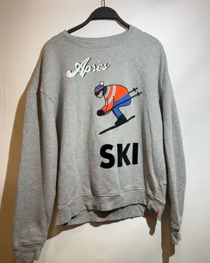 Anthro KULE Oversized Après Ski Graphic Cotton Pullover Crewneck Sweatshirt XS thumbnail 1