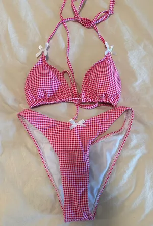 Pink gingham bikini set thumbnail 1