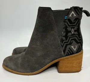 Toms Esme suede boots block‎ heels gray size 7 thumbnail 1