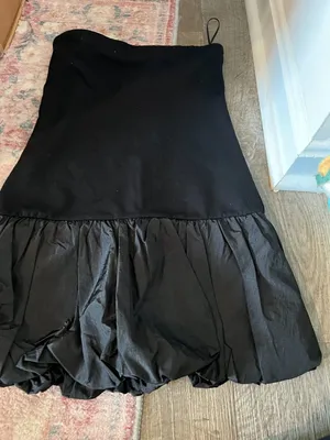 Edikted Black Bubble Skirt Ribbed Mini dress‎ size M thumbnail 7