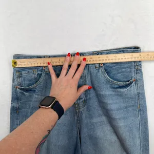 S.O.N.G. 9 29 Jeans Wide Leg Distressed High Rise Button Fly Boho Grunge Punk thumbnail 10