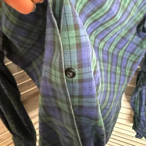 BROOKS BROTHERS Women's 8 Tartan Navy Plaid Long Sleeve Button Top Ruffle Neck thumbnail 8
