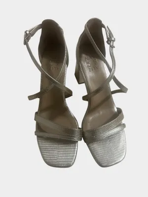 Naturalizer Tiff Metallic Gold Strappy Block Heel Sandals Square Toe 9.5 thumbnail 4