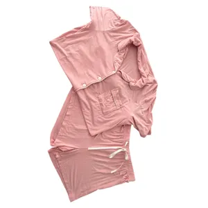 Women's Pink Pajama Lounge Set Medium Soft Button Front Sleepwear Shorts thumbnail 14