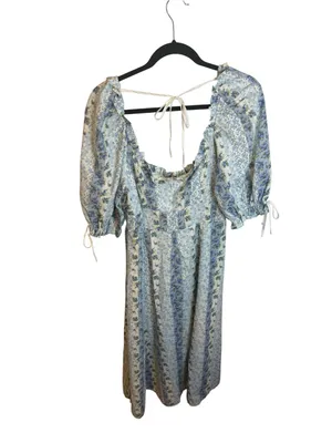 L’Atiste By Amy Blue Floral Puff Sleeve Cottagecore Midi Dress thumbnail 2