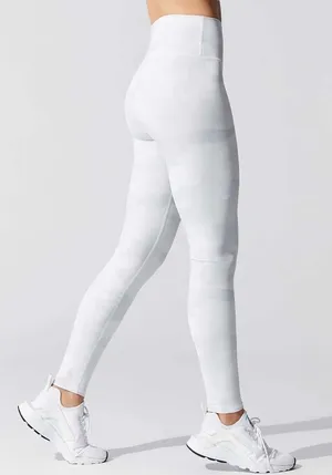 Alo Women's‎ Full Length Hi-Waisted White Camo Vapor Leggings Small thumbnail 1