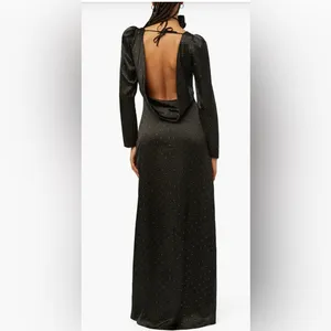 We Wore What Cowl Black Maxi Dress Polka Dot Size 4 NWT Gown thumbnail 2