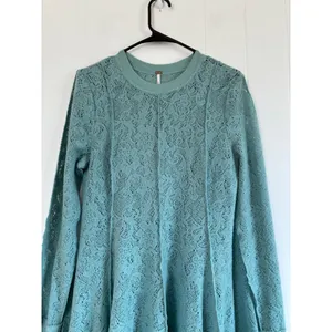 Free People coffee in the morning Lace Long Sleeve Flared Mini‎ Dress Tunic S thumbnail 2