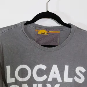 Aviator Nation Locals Only Boyfriend Short Sleeve Tee Shirt Top Light Gray Small thumbnail 2