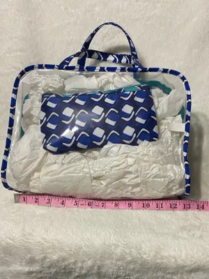 Blue Patterned Clear Travel Tote thumbnail 7