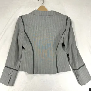 Jessica McClintock 8 Pinstripe Grey Blazer Black Trim Tailored Office Career Y2K thumbnail 7