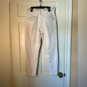 Free People Montella Cream & Brown Pinstripe High Rise Paperbag Jeans 12 thumbnail 9