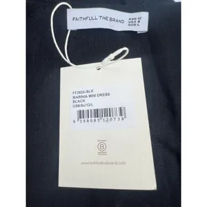 Faithfull The Brand Marinia Linen Mini Dress Black NWT Size‎ Large thumbnail 7