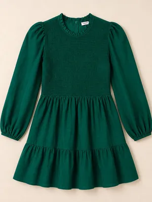 Anna-Kaci Smocked Mini Party Dress Emerald Green Womens Size Large Puff Sleeve thumbnail 2
