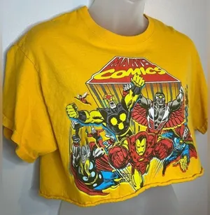 Marvel Women’s Yellow Cropped Graphic Tee Size Medium thumbnail 3