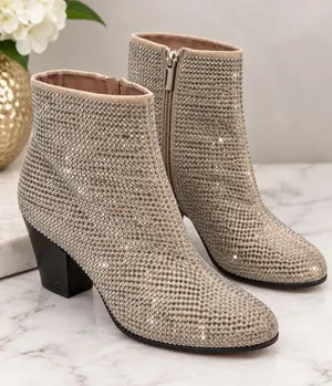 Juicy Couture Cavora Taupe Rhinestone Ankle Booties Size 10 Western Glam thumbnail 1