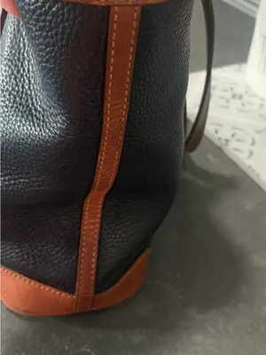 Dooney & Bourke Black Pebbled Charleston Leather Tote with Brown Trim thumbnail 10