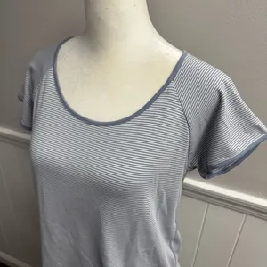 LAKE Pajamas PJ Sleep Top Striped Pima Cotton Short Sleeve Blue White Small thumbnail 8