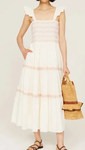 Madewell Embroidered Lucie Midi Dress 3X Off White Cotton Cottagecore thumbnail 1