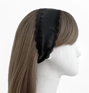 Handmade Black floral chiffon headband thumbnail 1