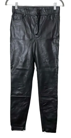 ZARA Faux Leather‎ Skinny Pant Zip Ankle Sz Medium thumbnail 1