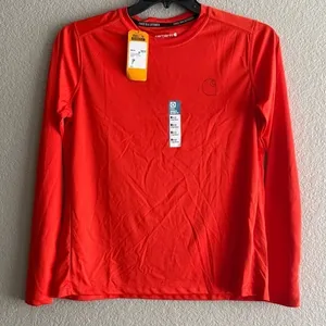 NEW Carhartt Force Sun Defender Women’s Orange Red Long Sleeve Shirt NWT Medium thumbnail 7