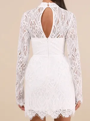 LULU's Bridal Shower Bachelorette Engagement Elegant Lace Sexy Mini Dress thumbnail 5