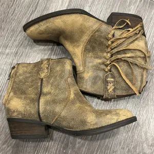 Very Volatile Lookout Fringe‎ Bootie Tan Leather Western Ankle Boots Sz 8.5 Boho thumbnail 5