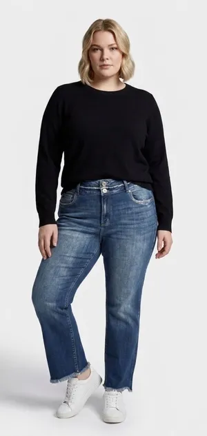 KanCan High Rise Double Button Raw Hem‎ Wide Leg Jeans Size 18 Stretch thumbnail 1