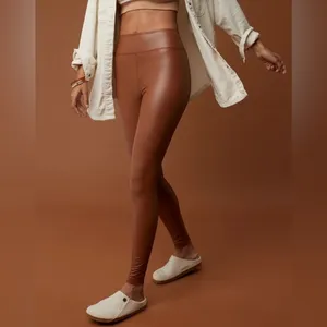 OFFLINE By Aerie Real Luxe Faux Leather Legging in Horizon Brown Size Medium thumbnail 2