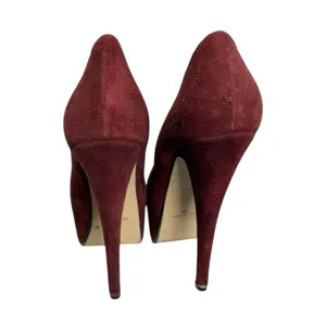 Vintage‎ Topshop Burgundy Suede Platform Pumps 7” heels Size 8 thumbnail 3