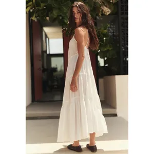 Free People Bohemian Ethereal Billowy Horizon Coast Maxi Dress White Medium thumbnail 4