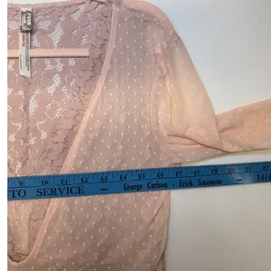 Intimately Free People Lace Swiss Dot Long Sleeve Bodysuit Mauve Pink Large thumbnail 6