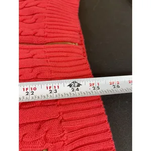 Lauren Ralph Lauren XL Dark Coral Cable Knit Full Zip Sweater Cotton Preppy Logo thumbnail 7