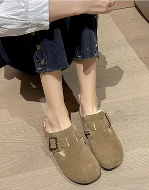 Winter outdoor leather cotton slippers thumbnail 1