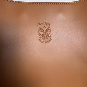 Made in Italy Cognac Leather Structured Tote Bucket Bag Purse Minimalist Classic thumbnail 2