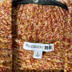 J.W. Anderson Uniqlo Cozy Marled Orange Mock Neck Knit Sweater Wool Oversized LG thumbnail 5
