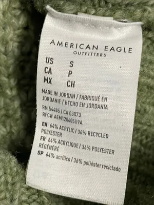 American Eagle Outfitters Olive Green V-Neck Waffle Knit Sweater thumbnail 5