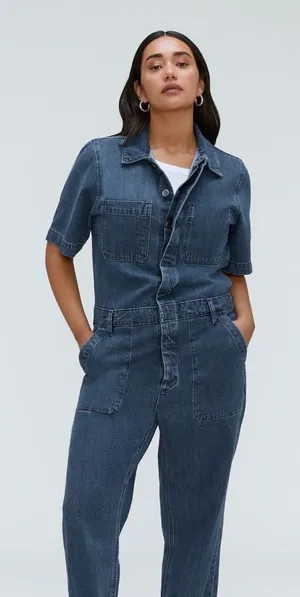 Everlane The Supersoft Jean Coveralls Size‎ 2 Denim Short Sleeve Jumpsuit thumbnail 1