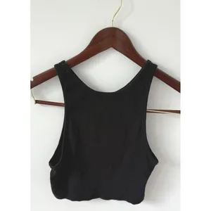 Zara‎ Womans Black Basic Crew Neck Ribbed Knit Crop Tank Top Size Large Staple thumbnail 2
