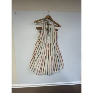 American Eagle Linen Blend Halter Stripe Tiered Multicolor Sleeveless‎ Size M thumbnail 4