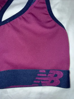 New Balance Plum Navy Racerback Sports Bra yoga gym pullover no pads thumbnail 2