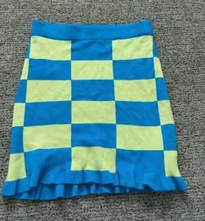 Blue Blush Green and Blue Checkered Sweater Skirt thumbnail 1