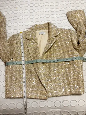 Gianni Bini Sadie Tweed Blazer Champagne Sequin Evening Wear size 4 thumbnail 5