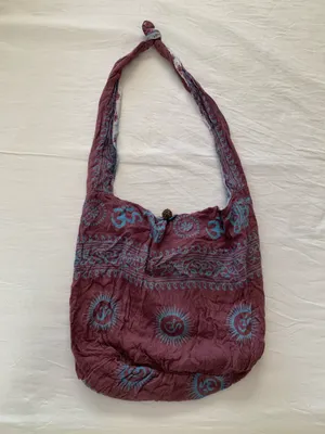World Market Burgundy / Plum & Blue Boho Hippie Shoulder Sling Bag thumbnail 3