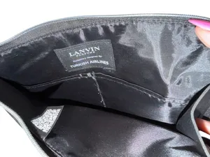 LANVIN Black Patterned Zip Cosmetic Makeup Pouch thumbnail 3