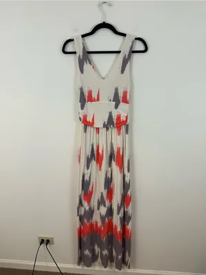 Anthropologie Maeve Sabine Maxi Dress Cream Gray Patterned Small Women's thumbnail 6