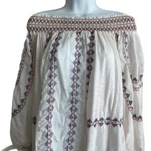 Vintage America Blues Women Top S Ivory‎ 3/4 Sleeve Embroidered Boho Festival thumbnail 8