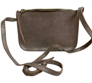 Madewell EUC Metallic Rose Gold Leather Crossbody Bag Zip Top Small Purse Bronze thumbnail 1