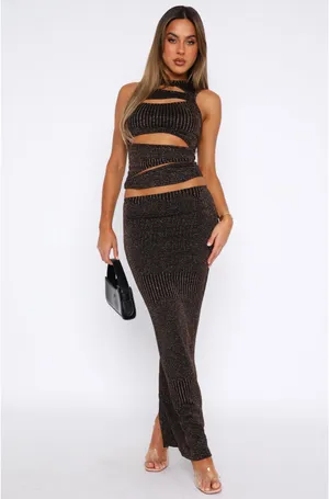 White Fox Never Again Maxi Skirt Set Bronze thumbnail 2